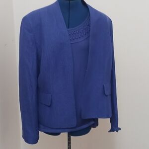 Jones New York Women’s Sz 14 Linen Blend Purple Blazer/ Long Sleeve Blou…